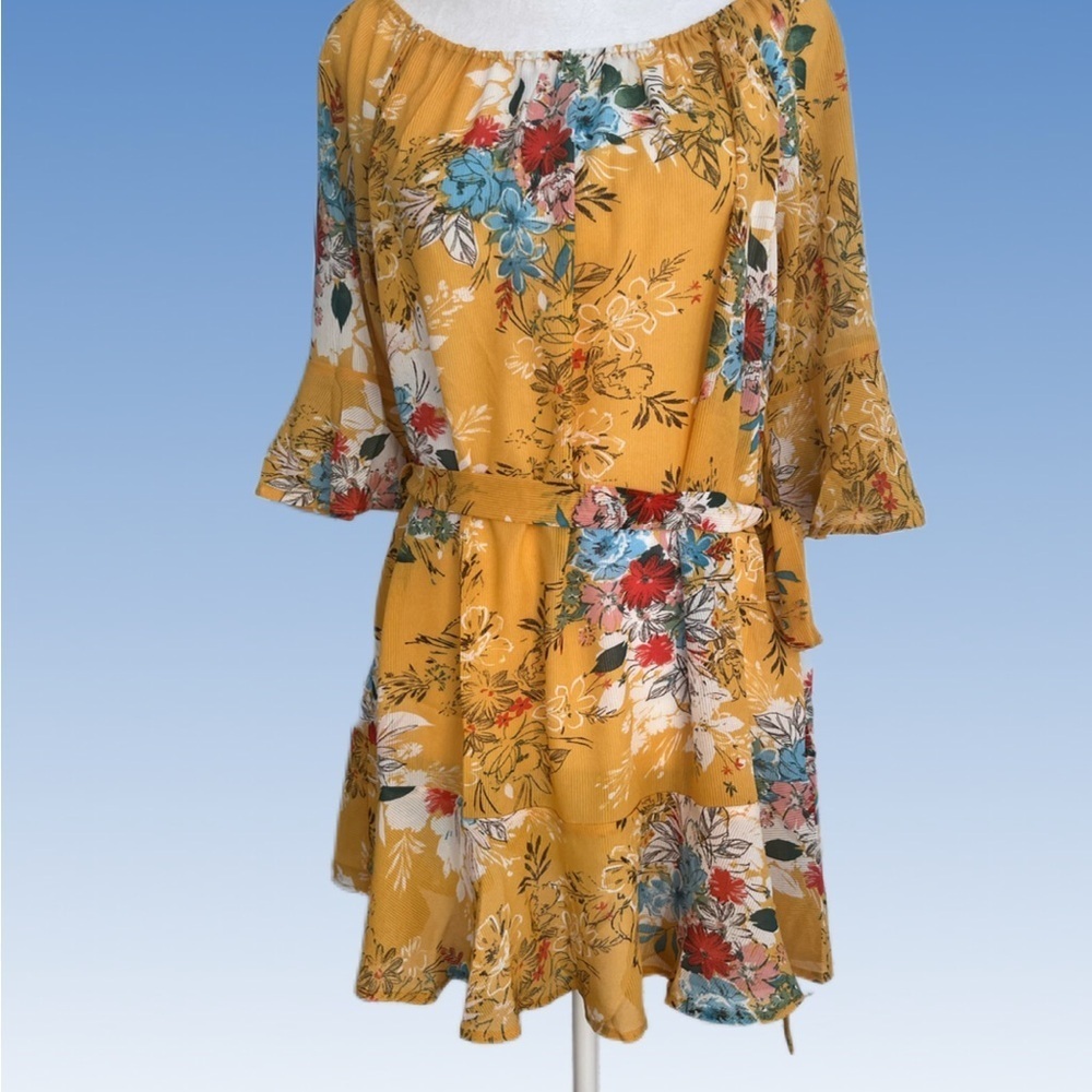 Misia Yellow Floral Mini  Dress size S